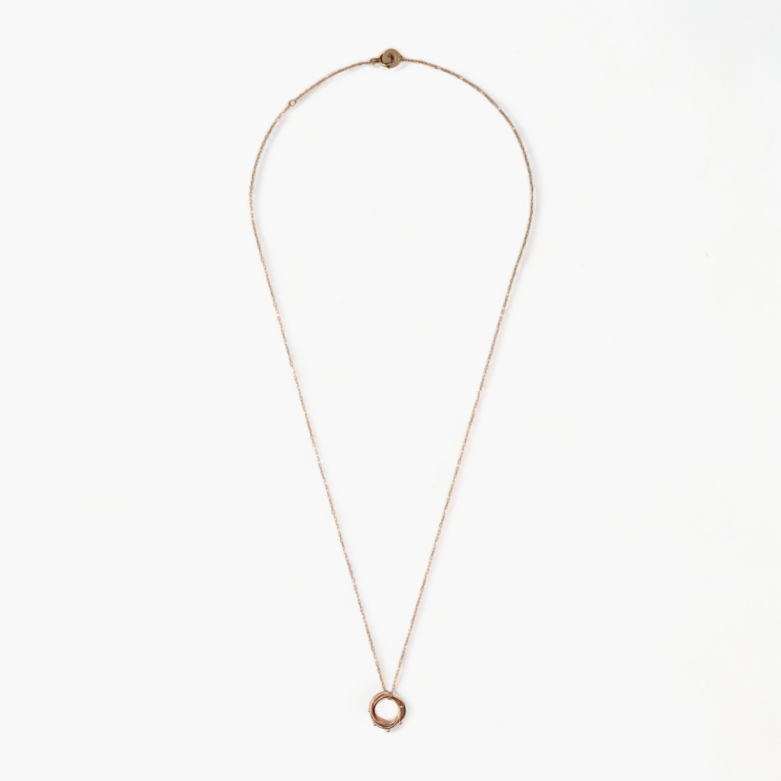 ドットの3連のピンクゴールドのネックレス