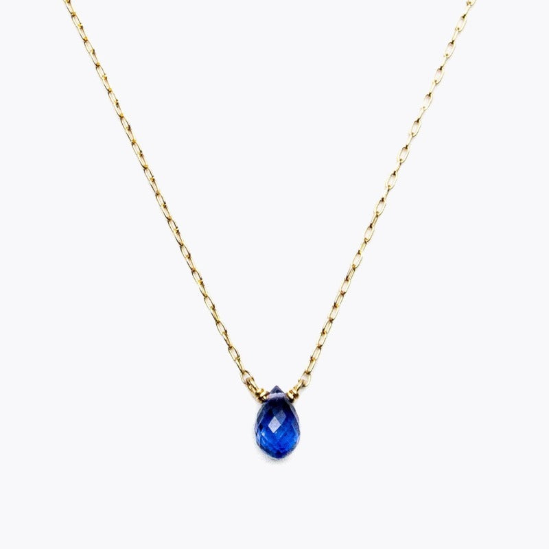 カラーストーンのブルーサファイアの10金イエローゴールドネックレス