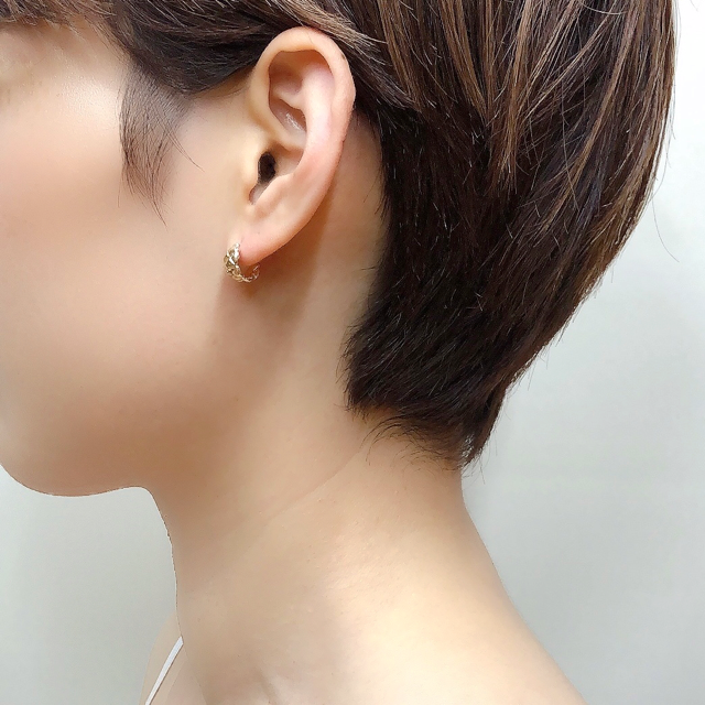 Crossing earrings S/K10 pink gold