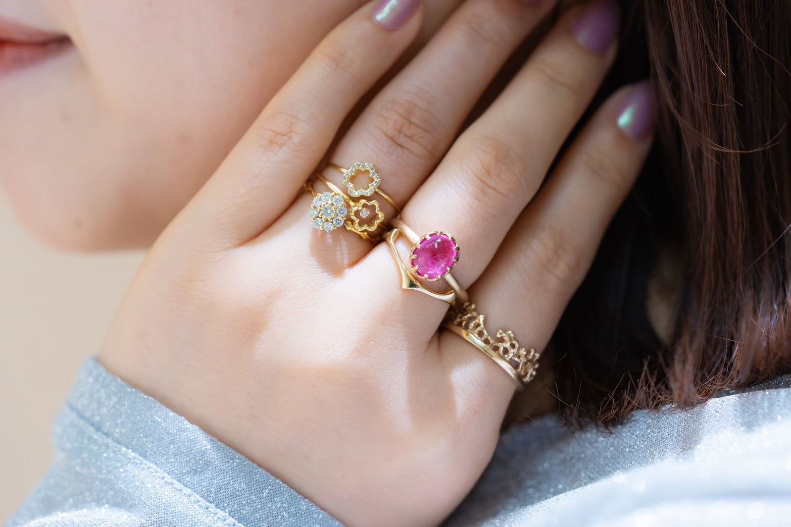 【受注生産】ミニ ミモザ ダイヤモンドリング／K18イエローゴールド