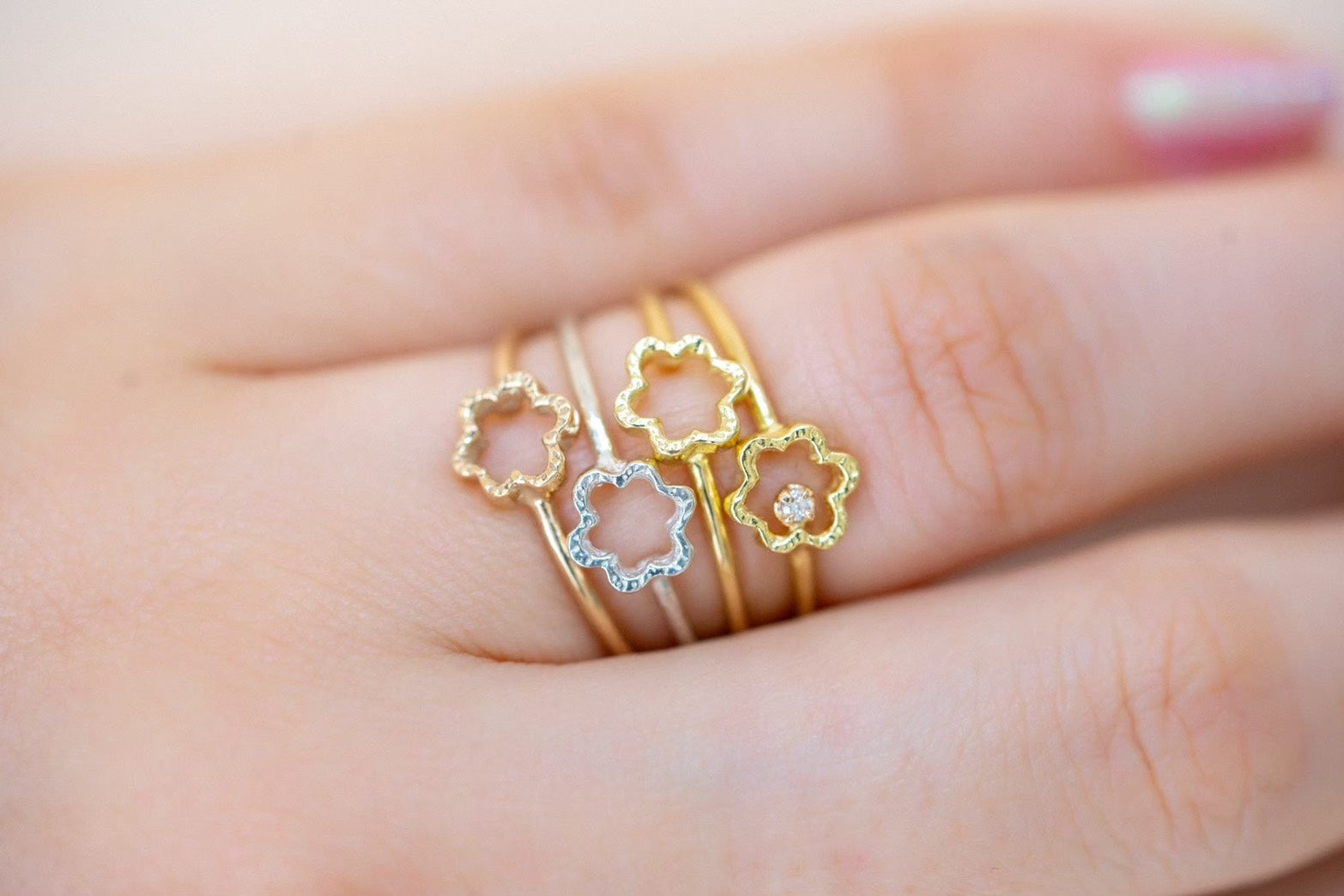 ミニ ミモザ ダイヤモンドリング／K18イエローゴールド