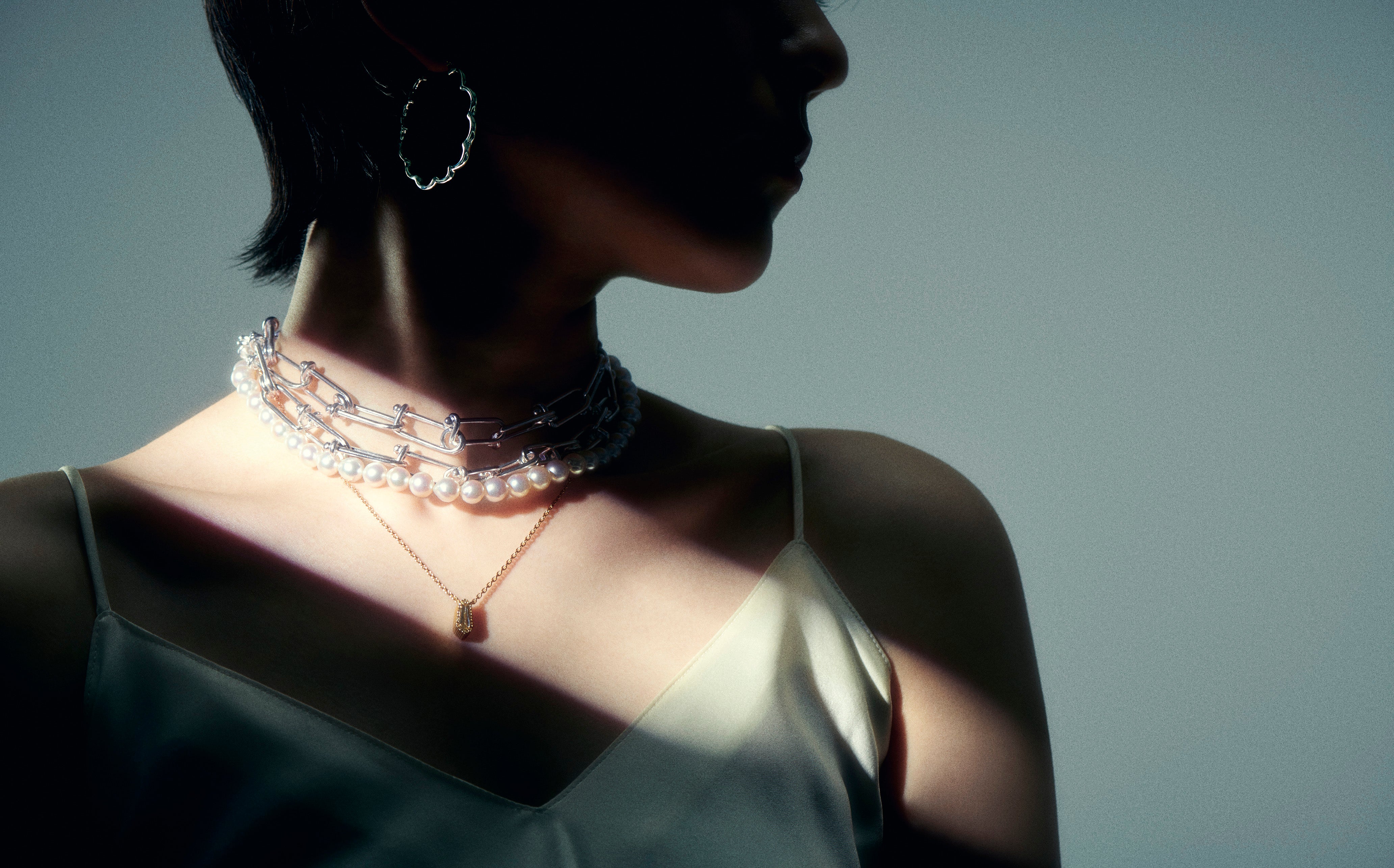 ミモザ ピアス L／シルバー