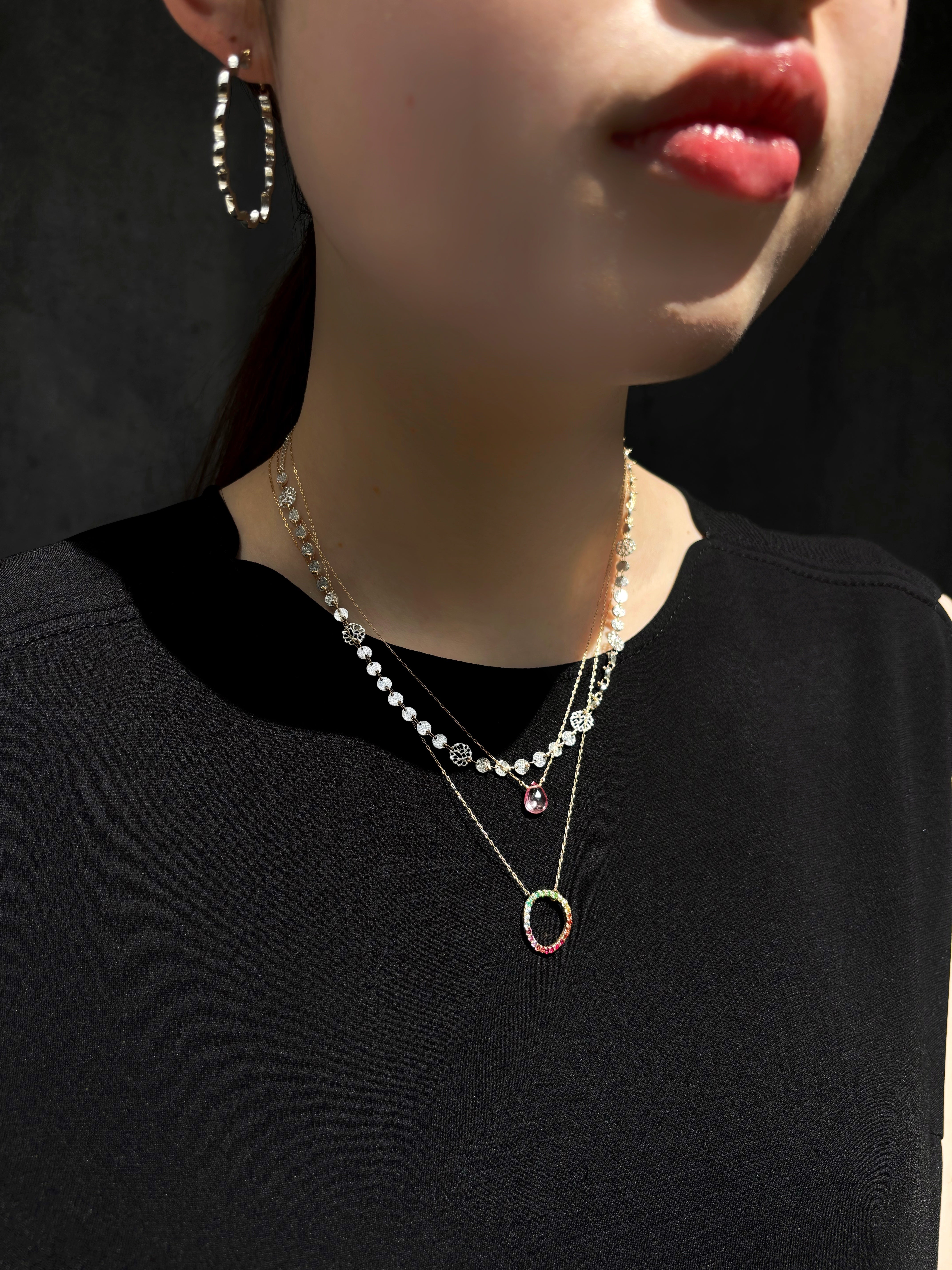 Natural stone necklace/pink topaz