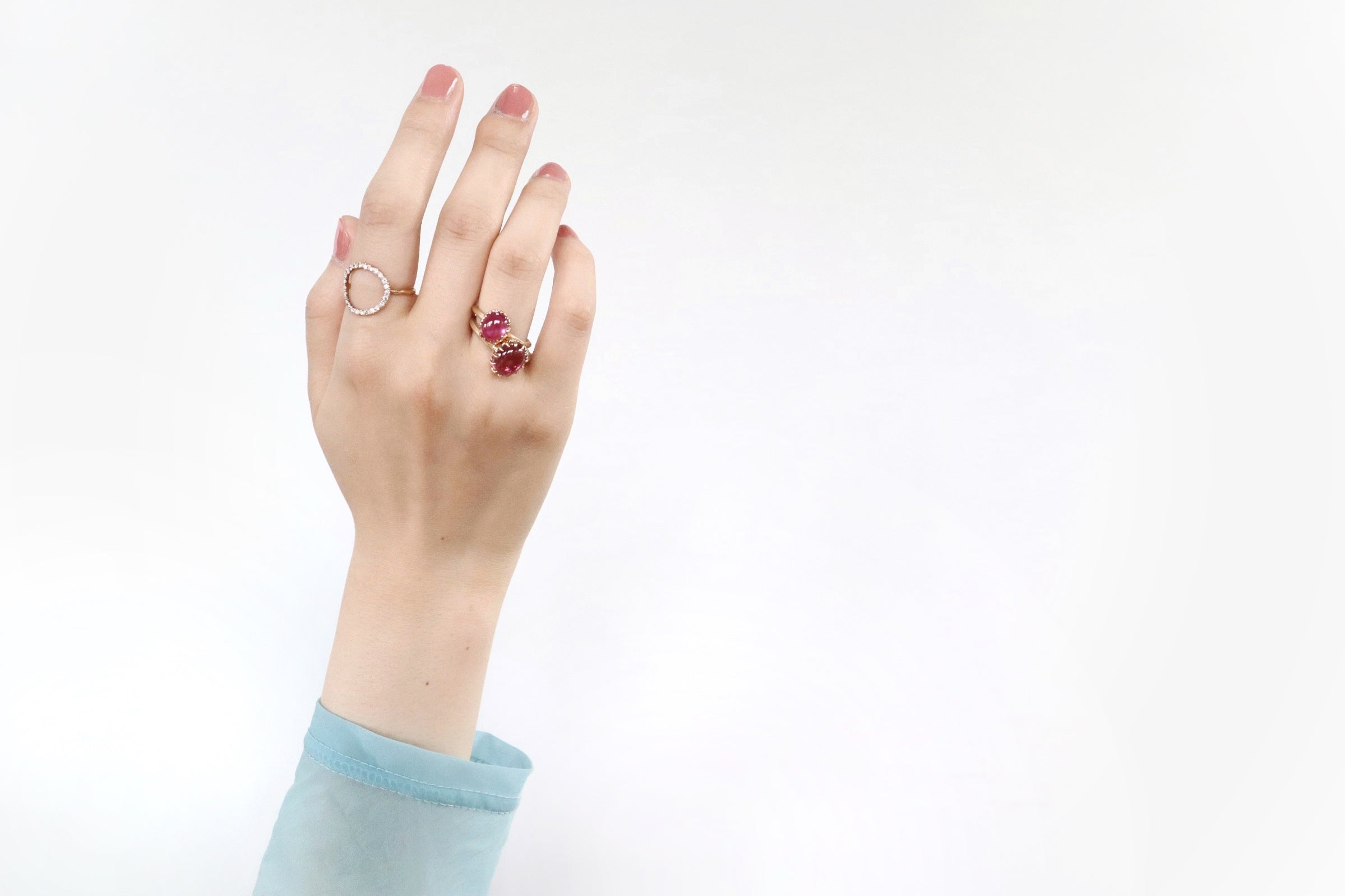 [Made to order] Round full diamond ring/K10 pink gold