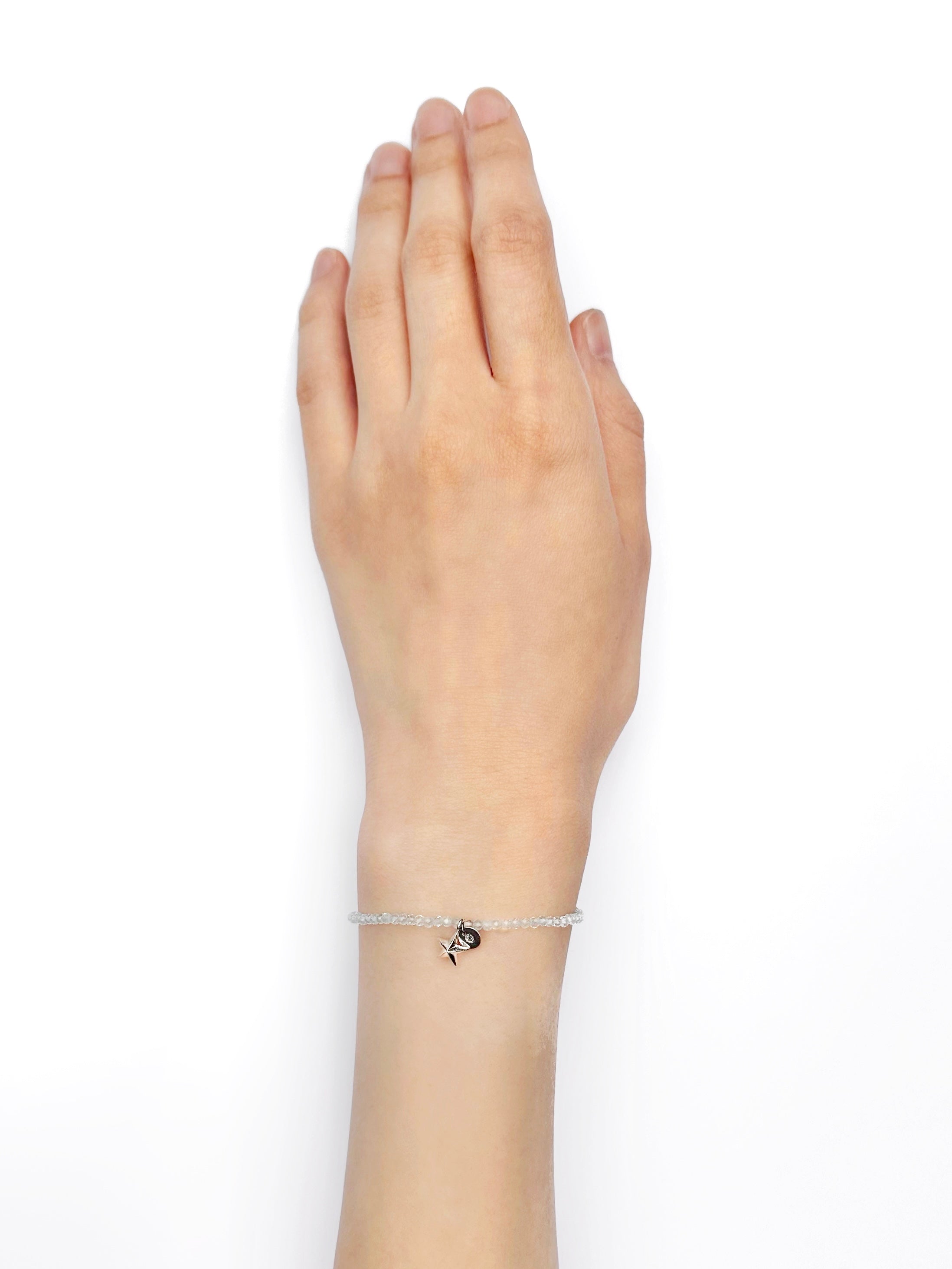 星付き天然石ブレスレット／シルバー／アクアマリン