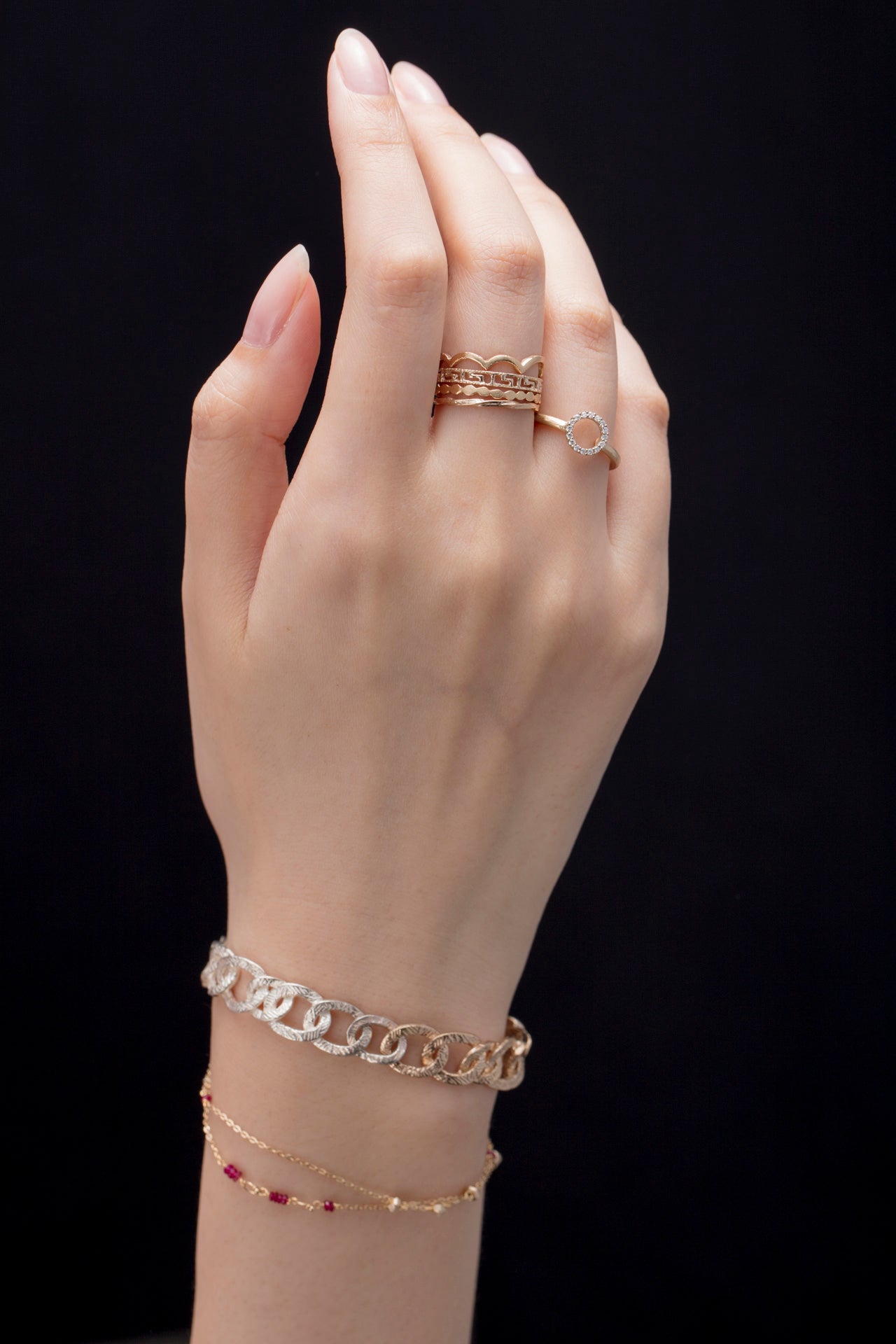 Round 4 Diamond Ring/K10 Pink Gold