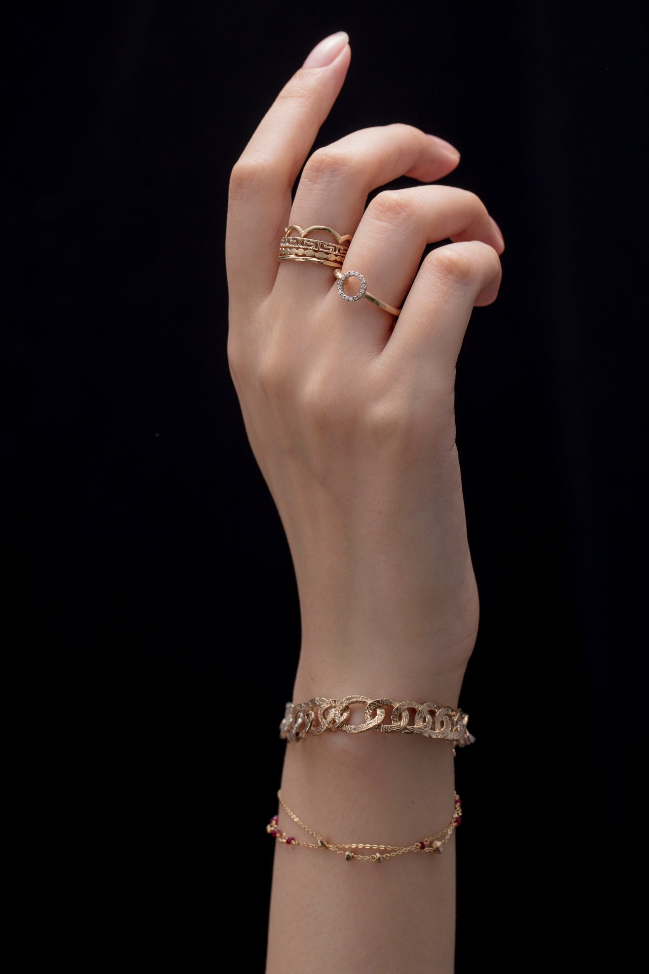 Round 4 Diamond Ring/K10 Pink Gold