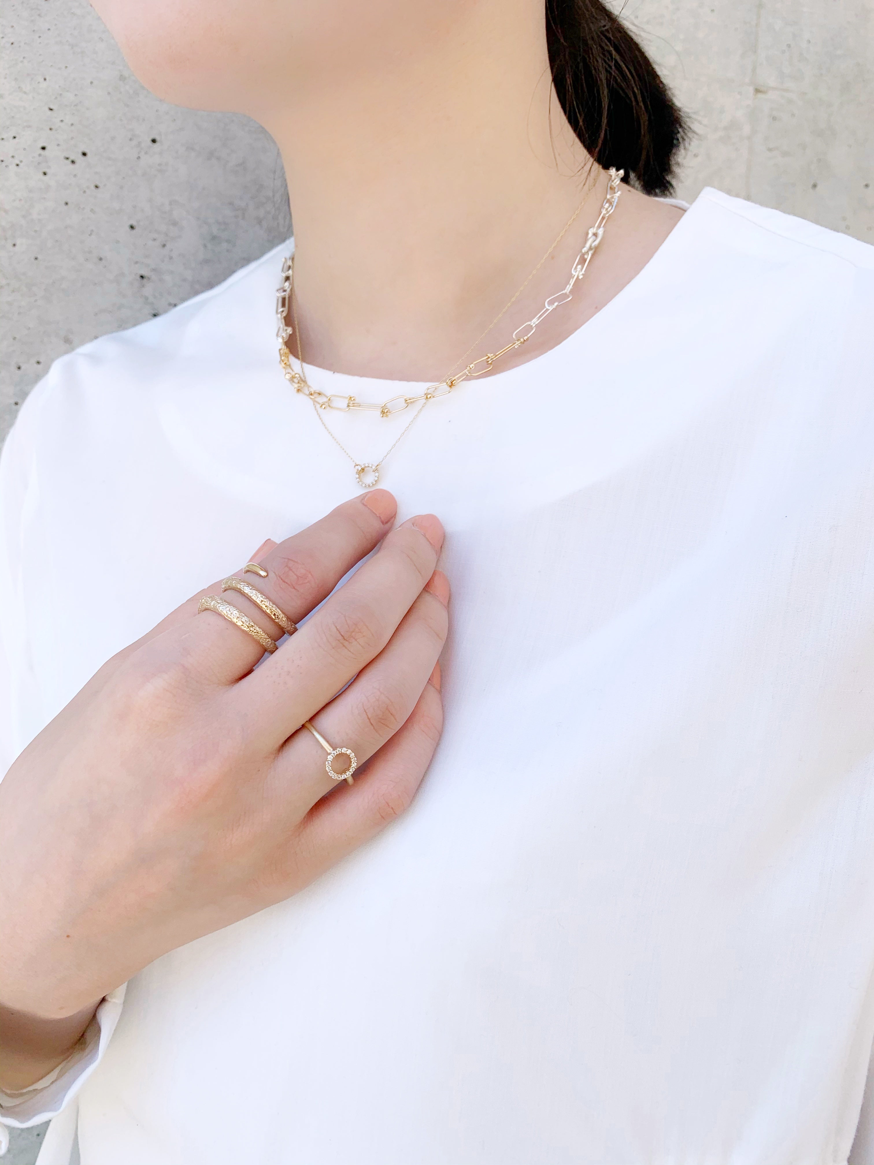 ブレイド ネックレス／シルバー・K10ピンクゴールド