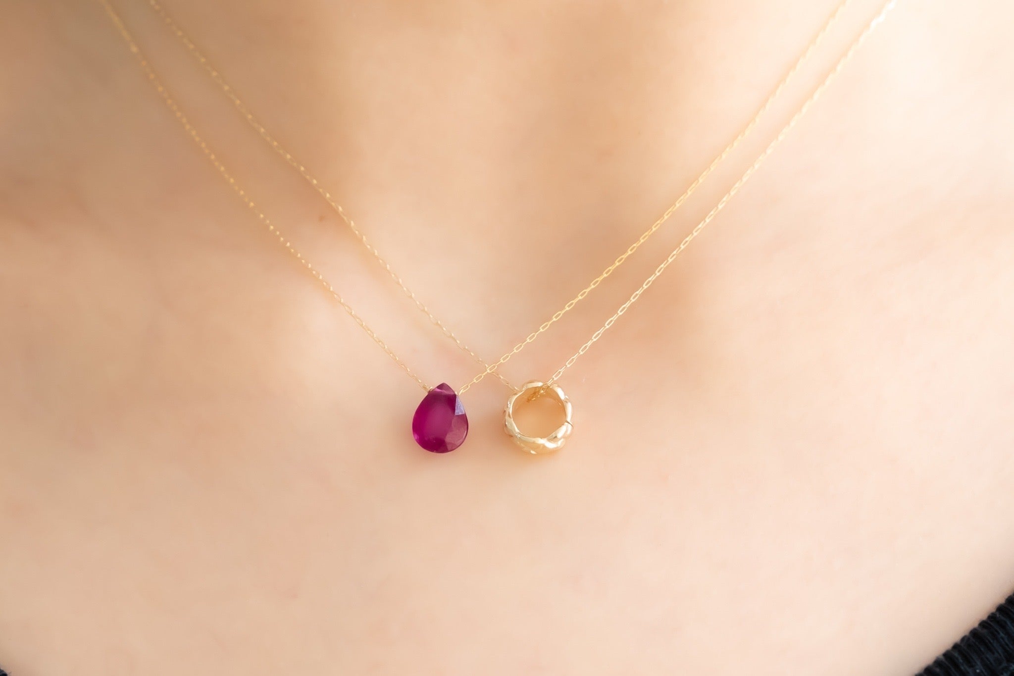 Natural stone necklace/ruby