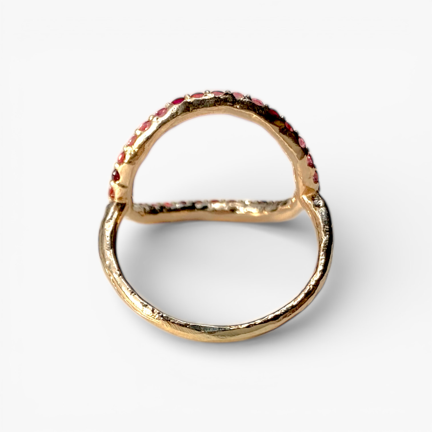 グリッター オーバルリング ピンクレッド／K10ピンクゴールド