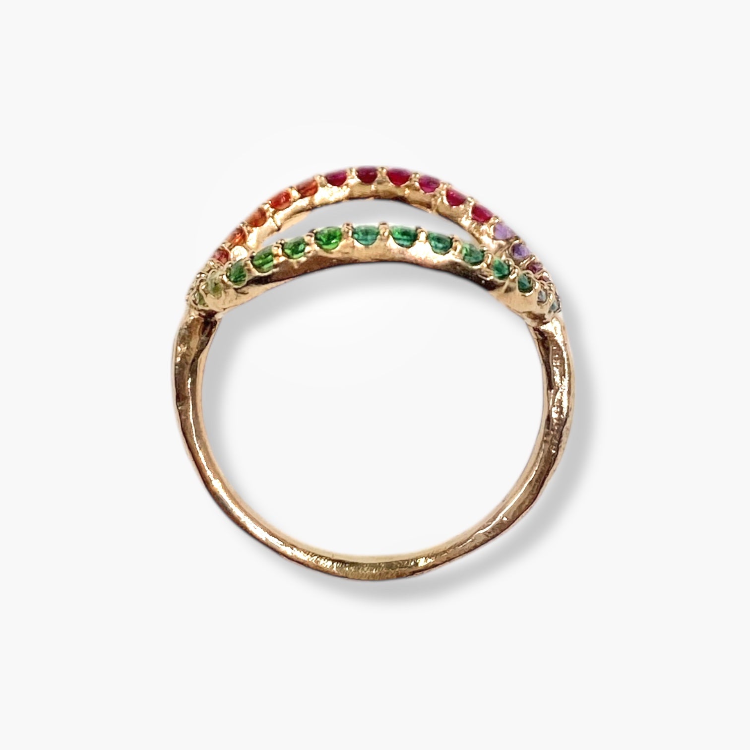 グリッター オーバルリング マルチカラー／K10ピンクゴールド