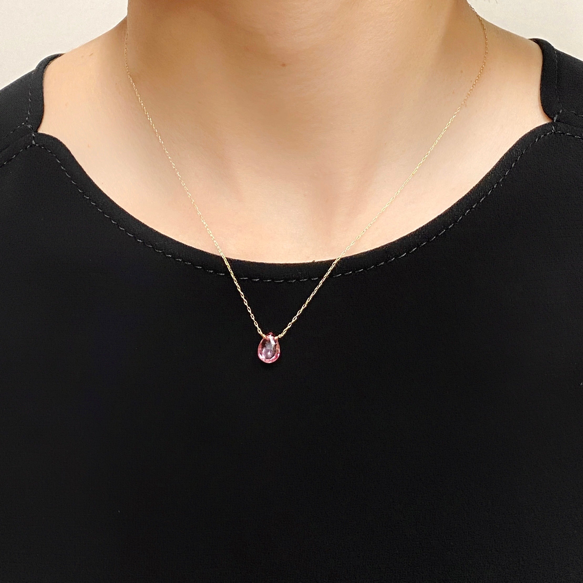 Natural stone necklace/pink topaz