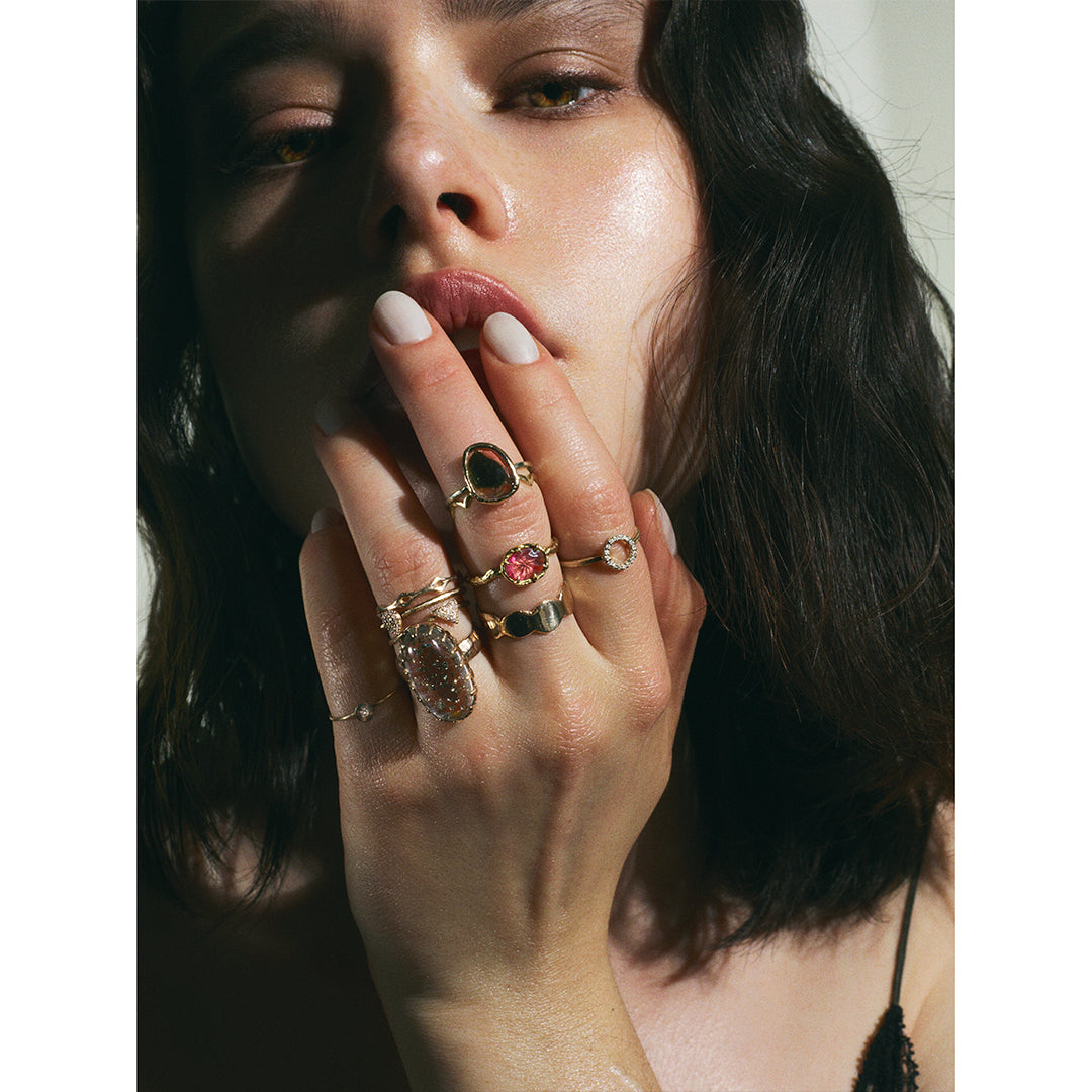 Round 4 Diamond Ring/K10 Pink Gold