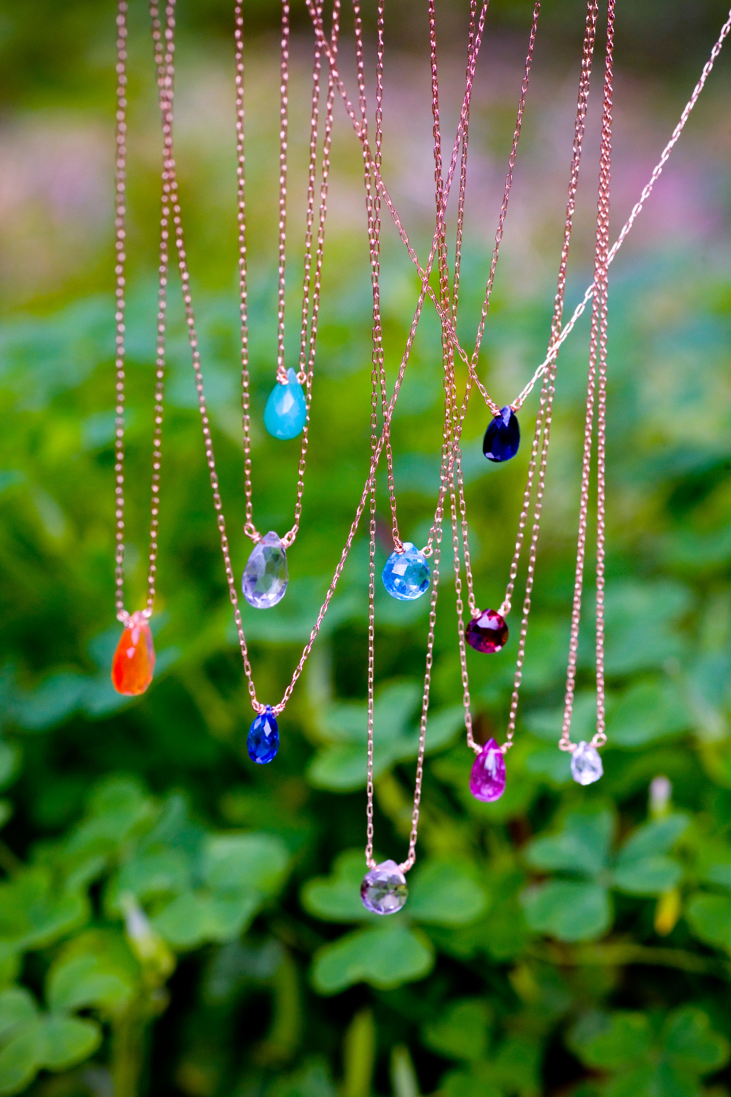 Natural stone necklace/green onyx