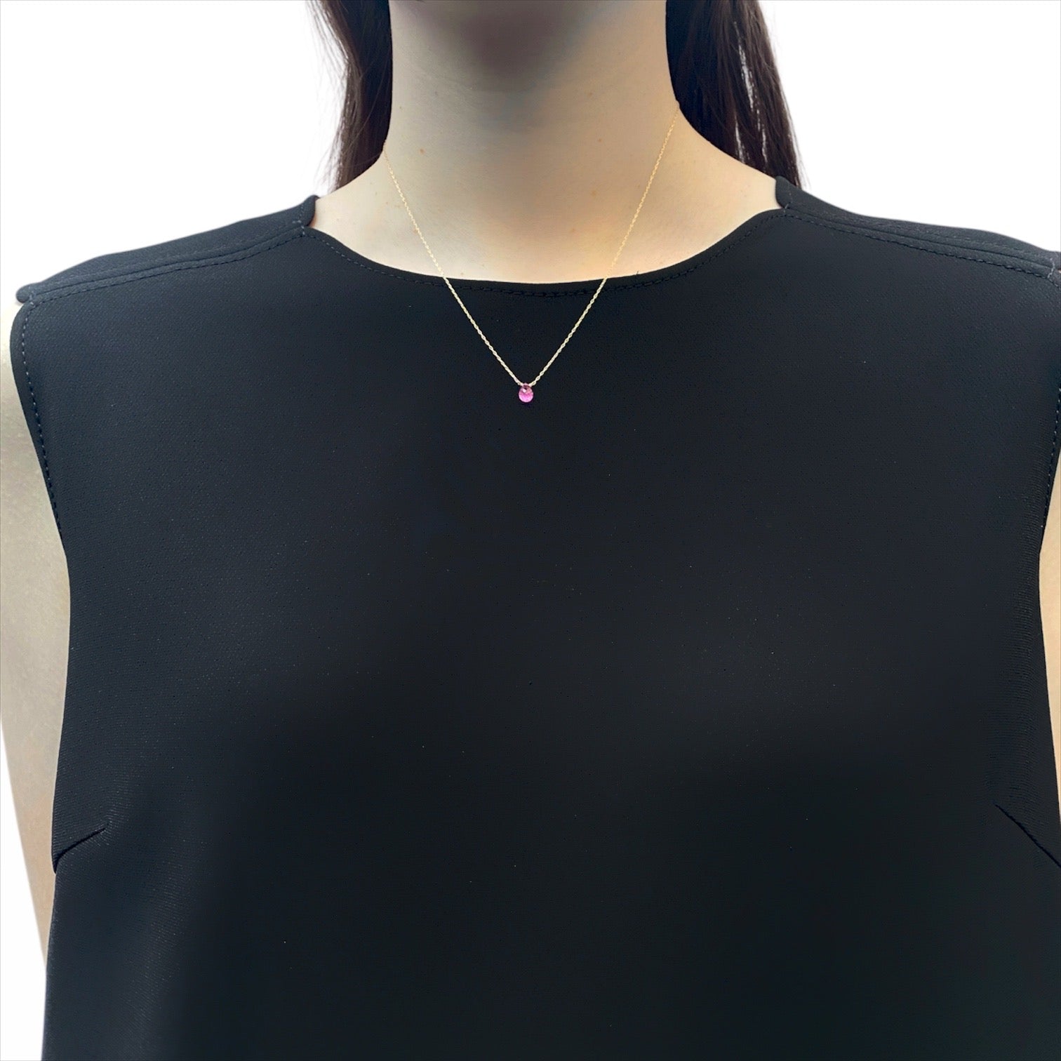 ナチュラルストーンネックレス【K10チェーン】／ピンクサファイア