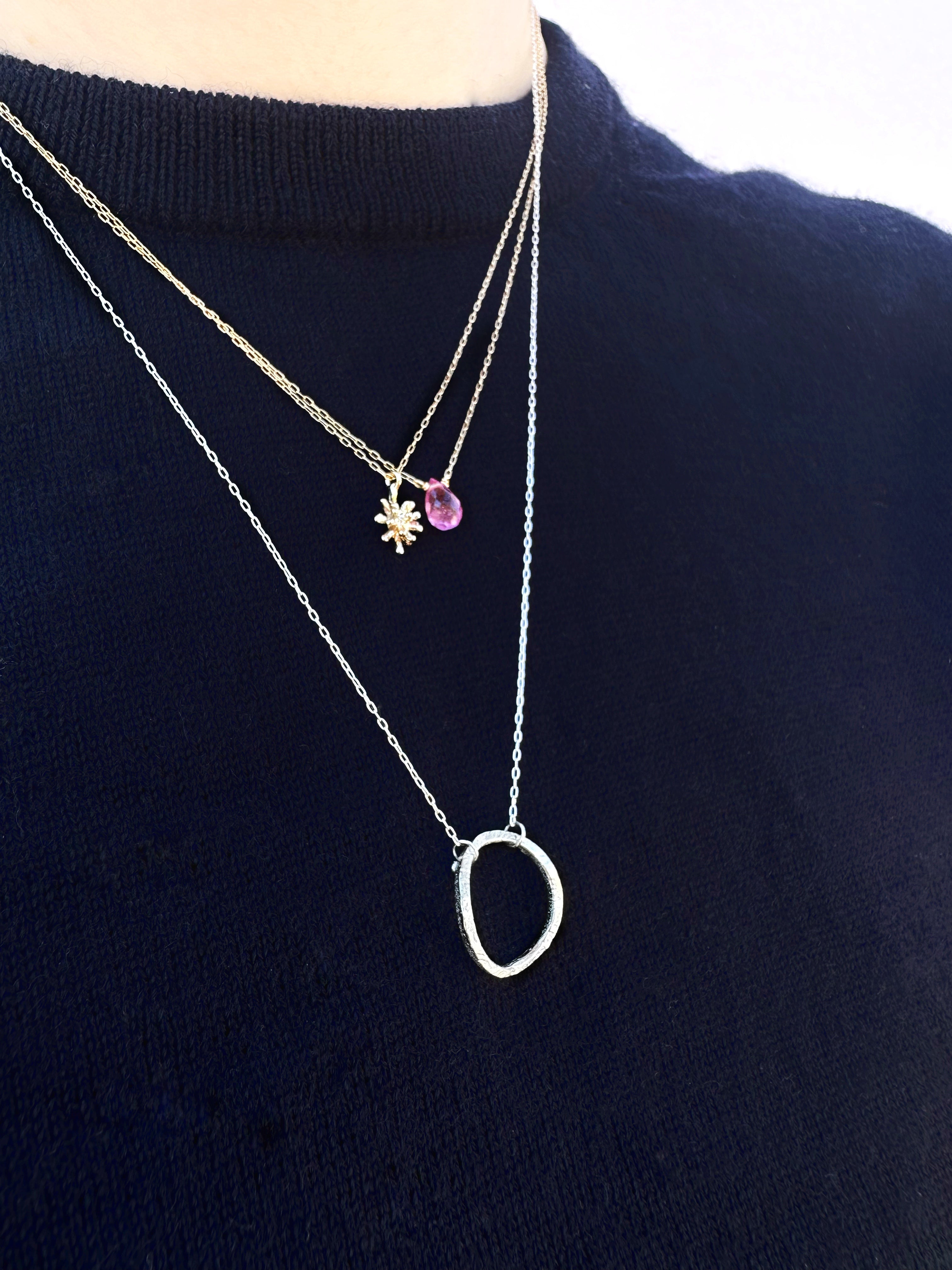 Natural stone necklace/pink topaz