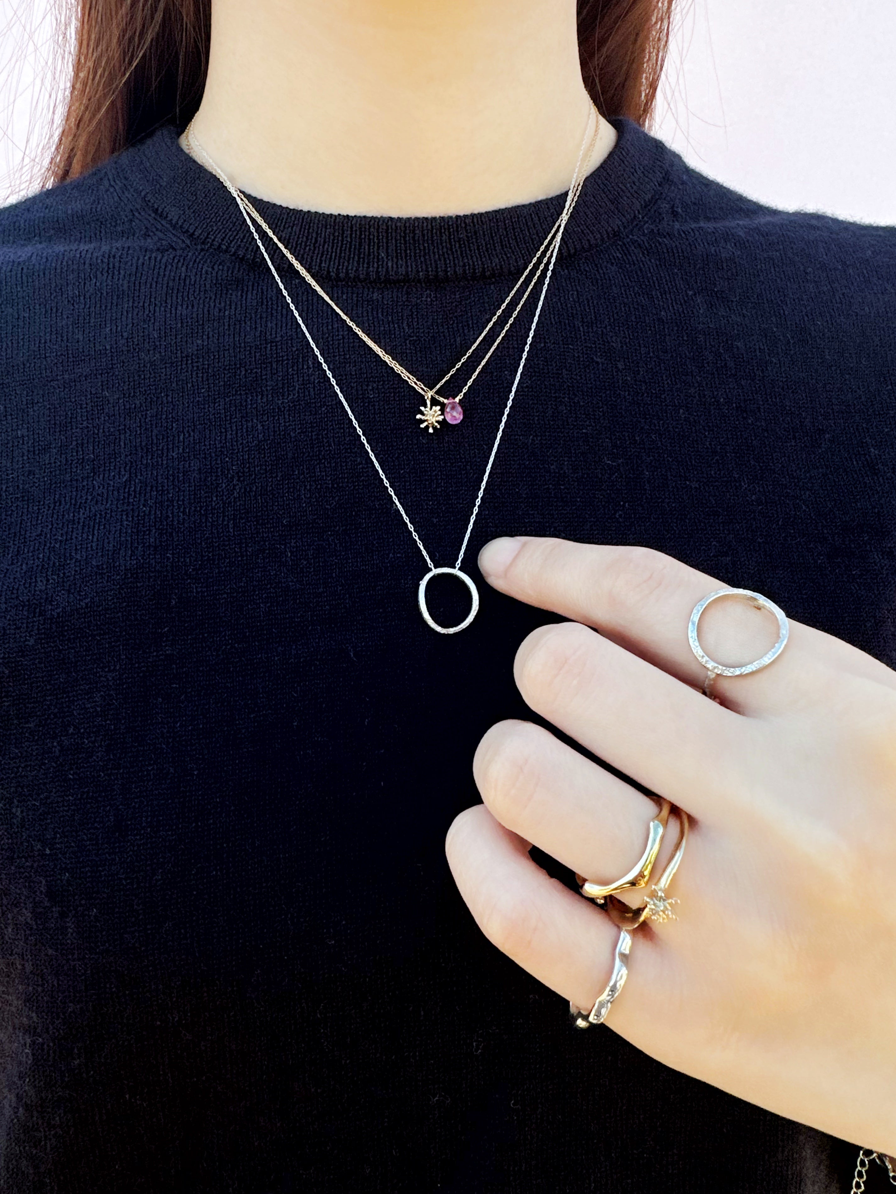 Natural stone necklace/pink topaz