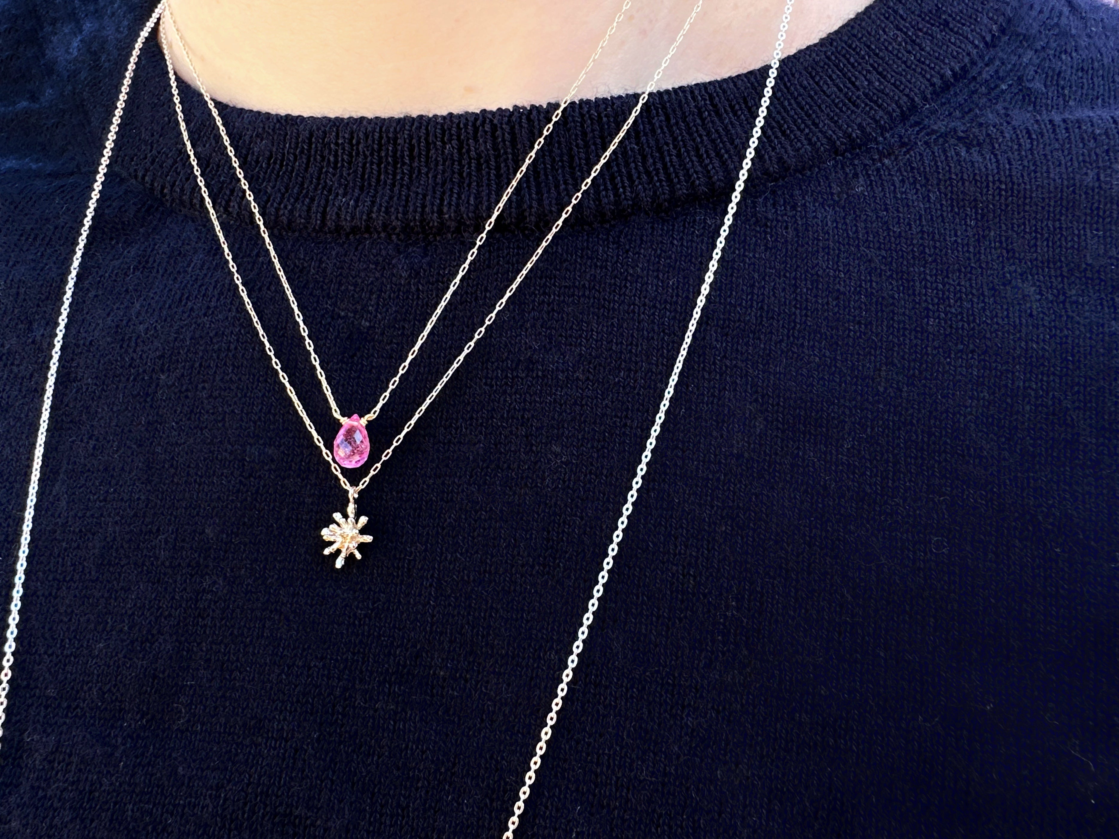 Natural stone necklace/pink topaz