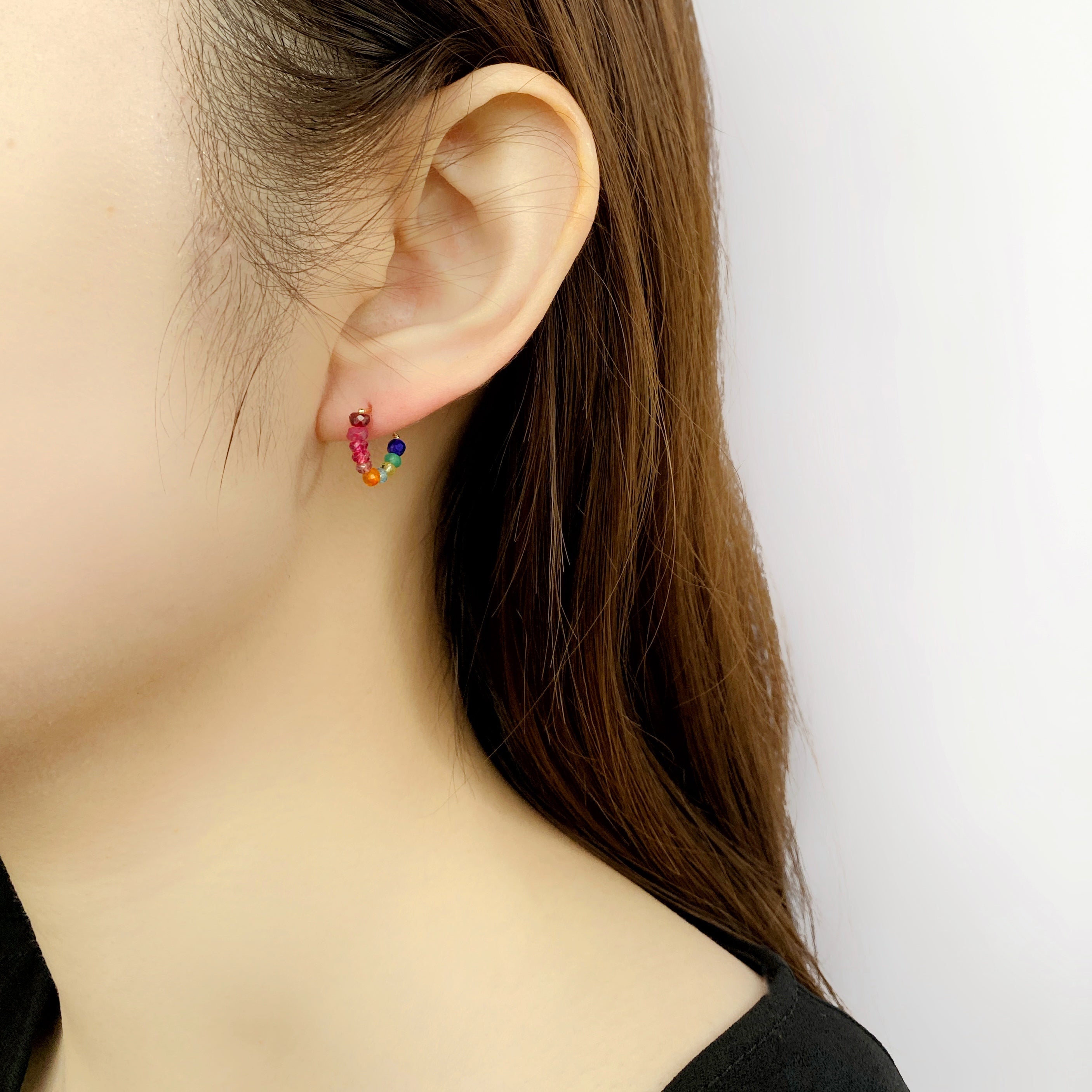 グリッター ピアス マルチカラー／K10ピンクゴールド