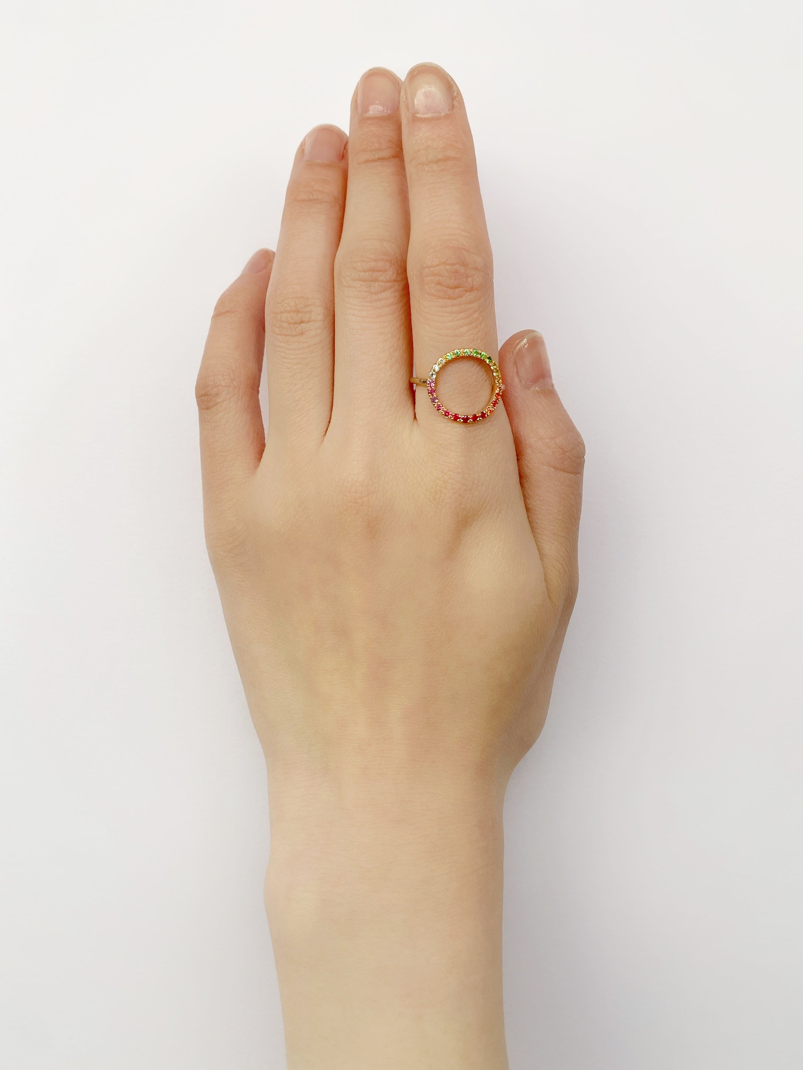 グリッター ラウンドリング マルチカラー／K10ピンクゴールド