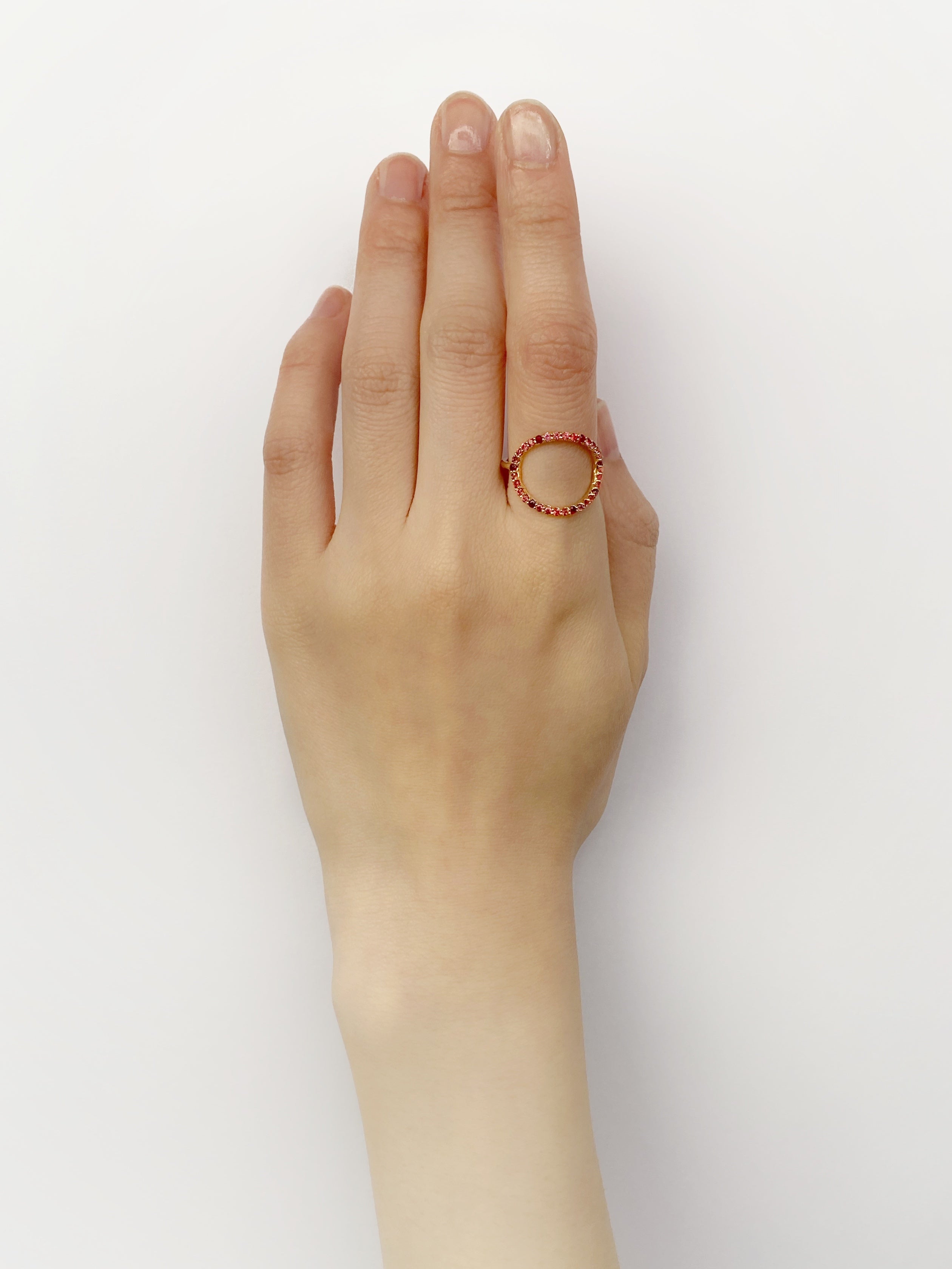 グリッター オーバルリング ピンクレッド／K10ピンクゴールド