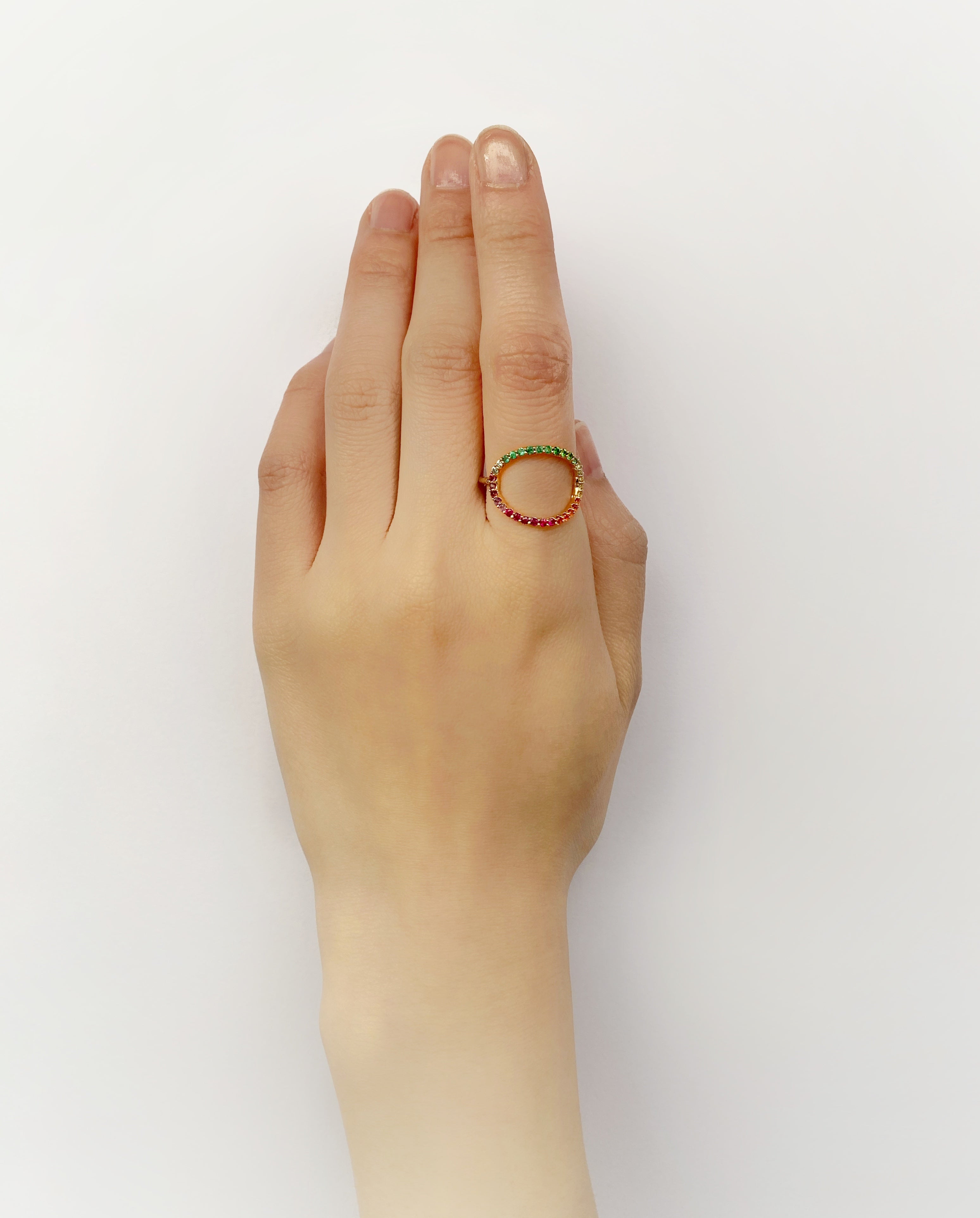 グリッター オーバルリング マルチカラー／K10ピンクゴールド