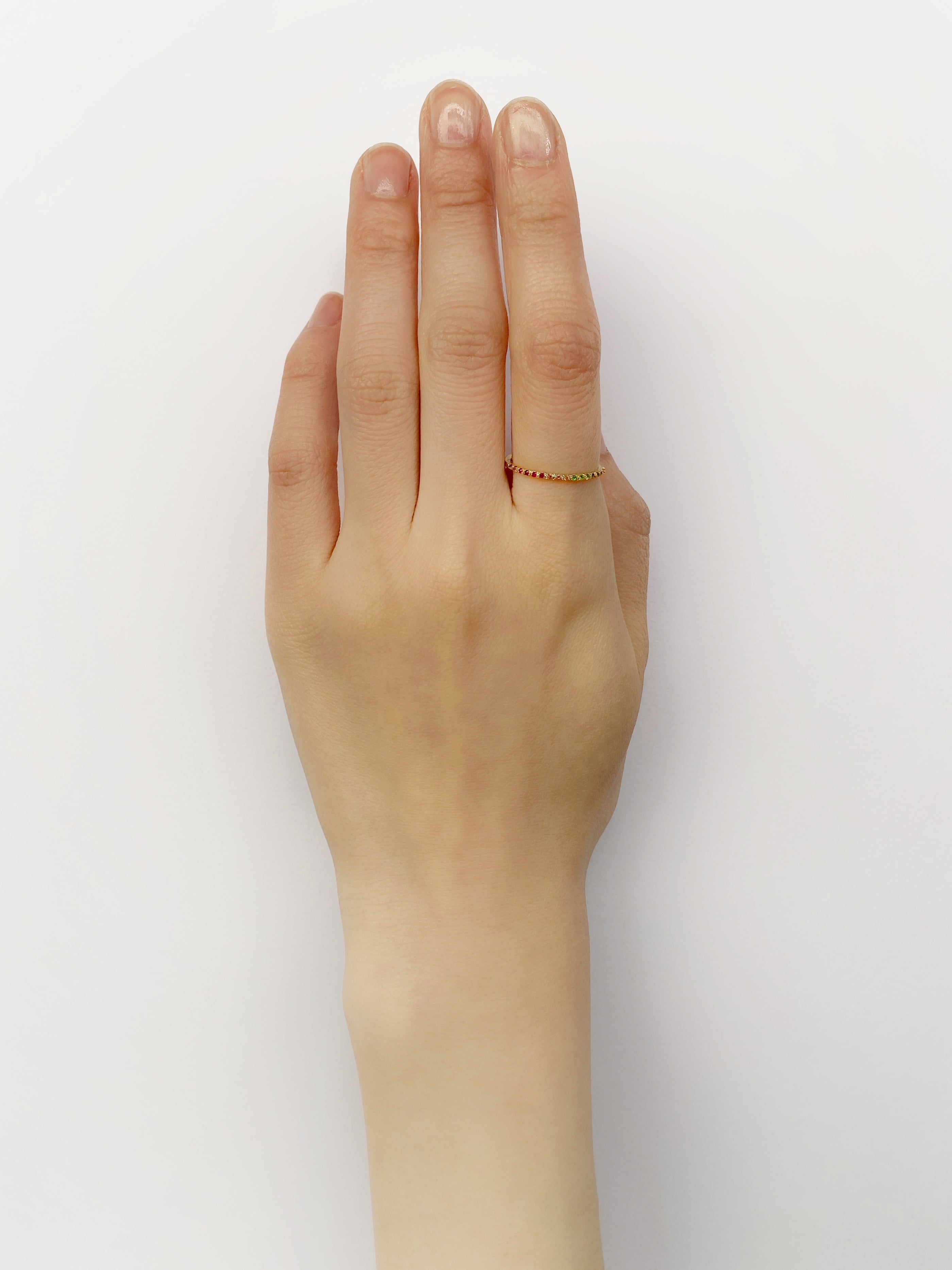 グリッター フラットリング マルチカラー／K10ピンクゴールド