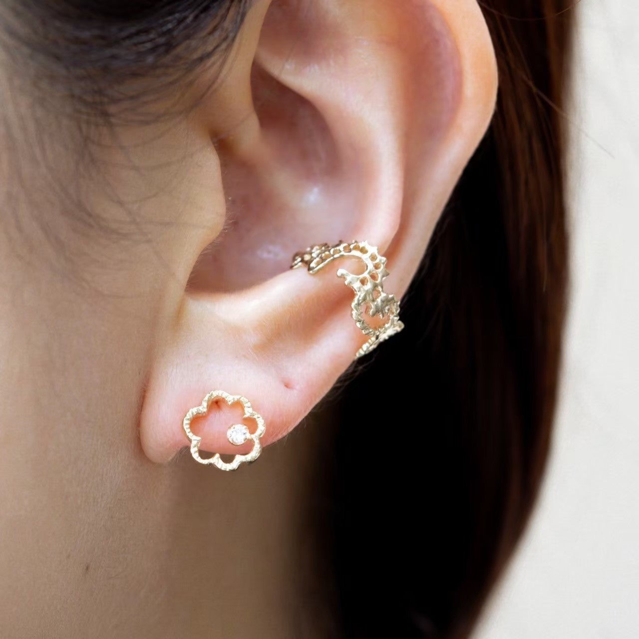 Swatow Ear Cuff S/K10 Pink Gold