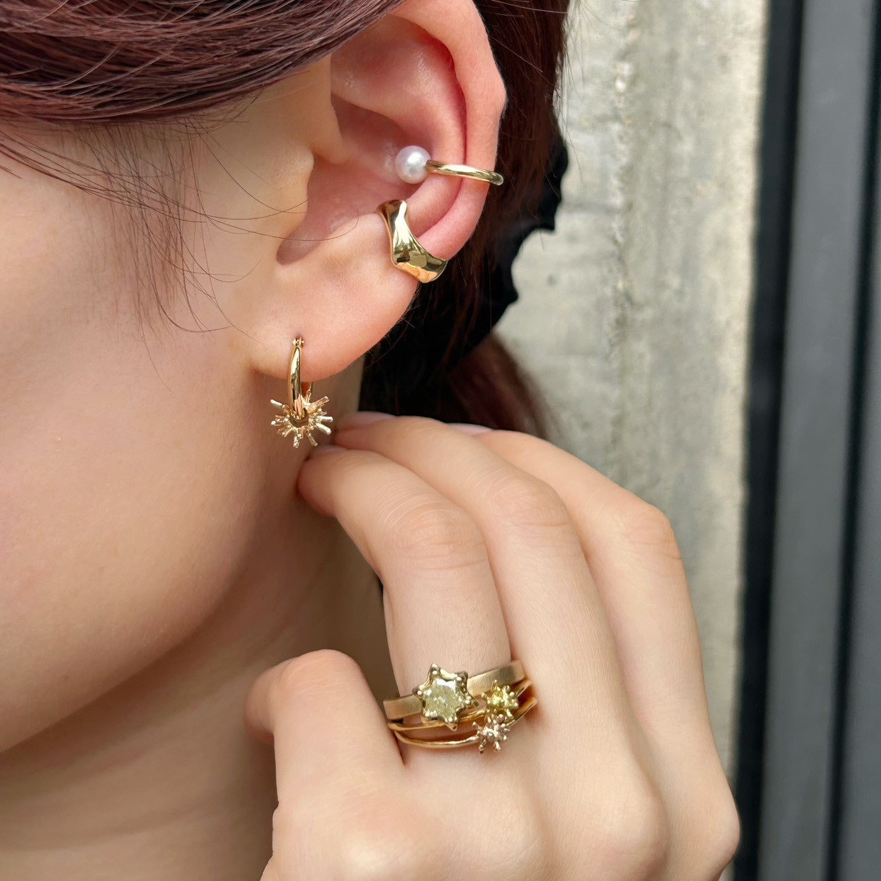 Stardust earrings S/K10 pink gold