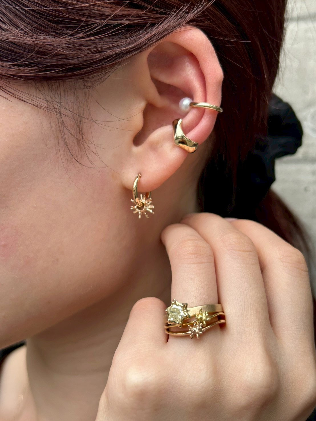 Rose ear cuff/K10 pink gold