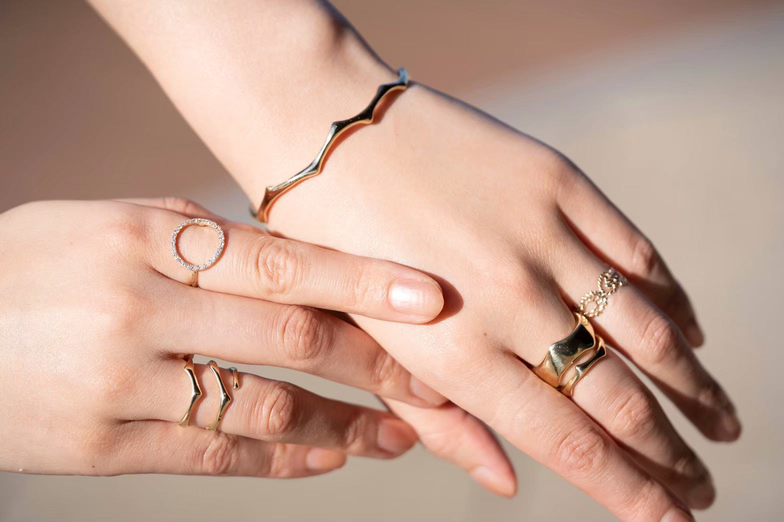 Swatow ring/K10 pink gold