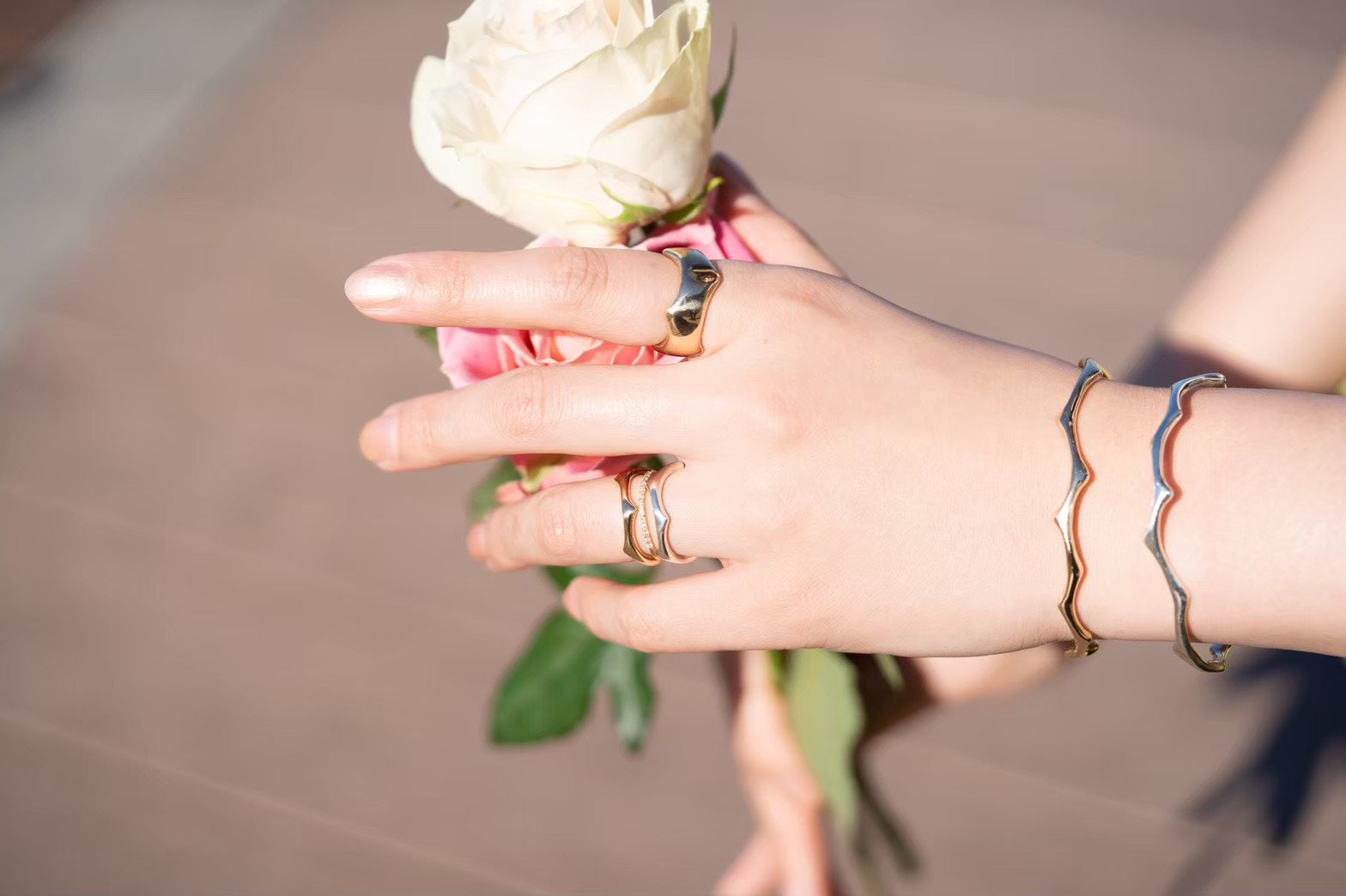 Rose ring S/K10 pink gold