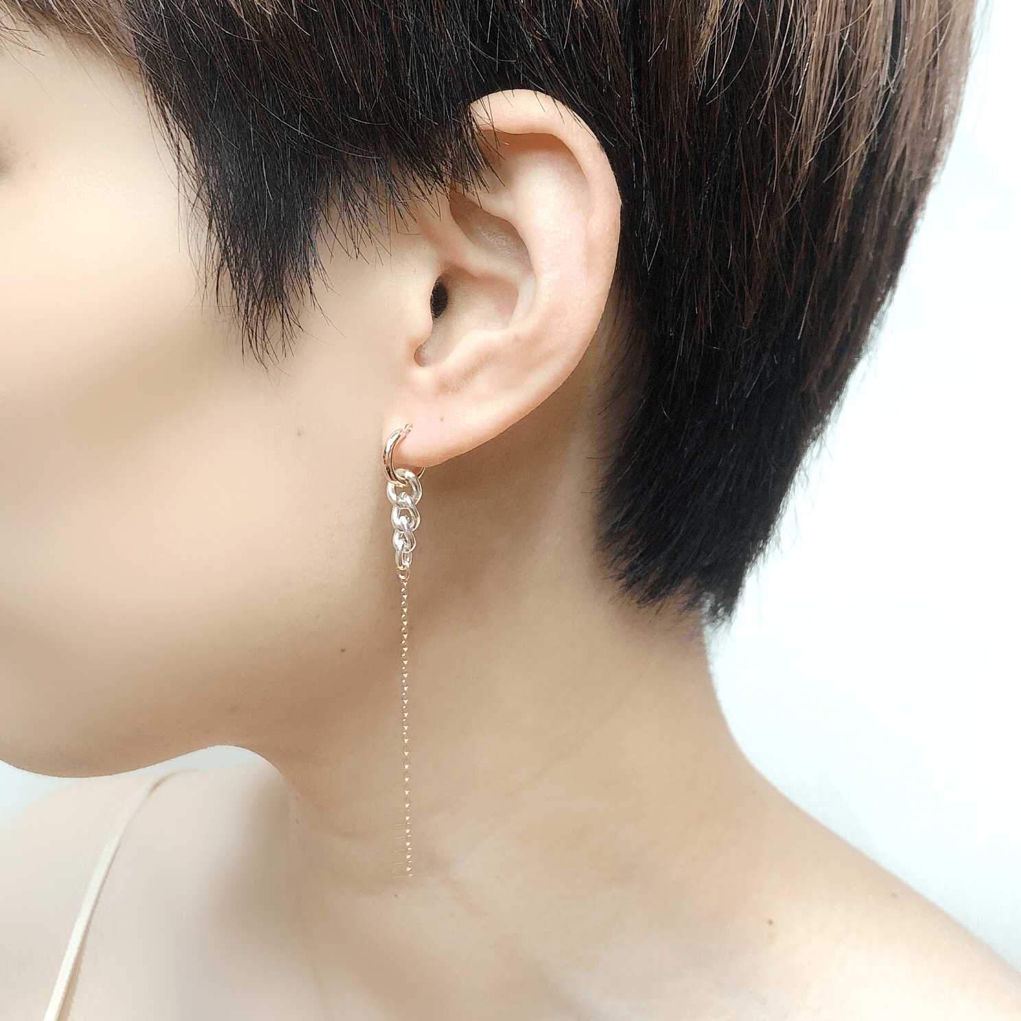 [Made to Order] Modelo Chain Earrings S/Silver K10 Pink Gold