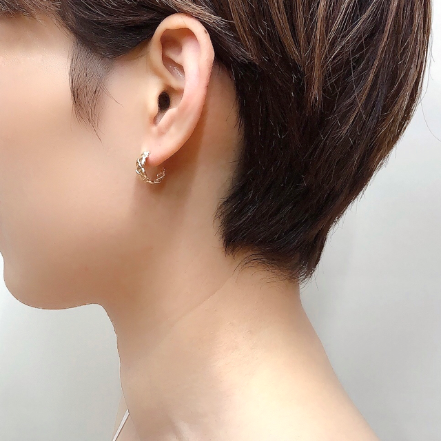 [Made to order] Crossing earrings M/K10 pink gold
