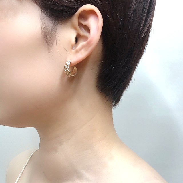 [Made to order] Crossing earrings L/K10 pink gold