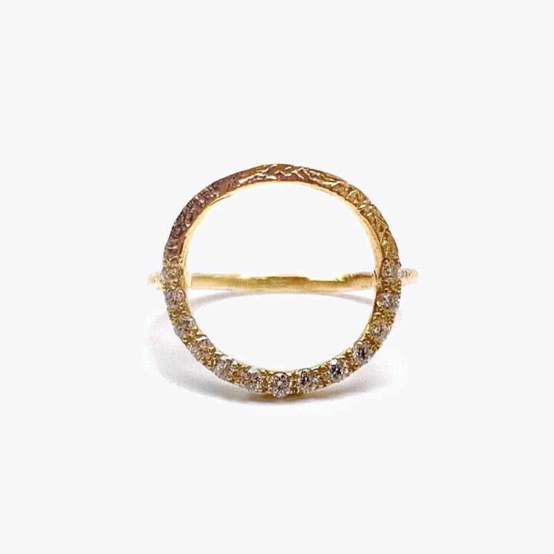 [Made to order] Round half diamond ring/K10 pink gold