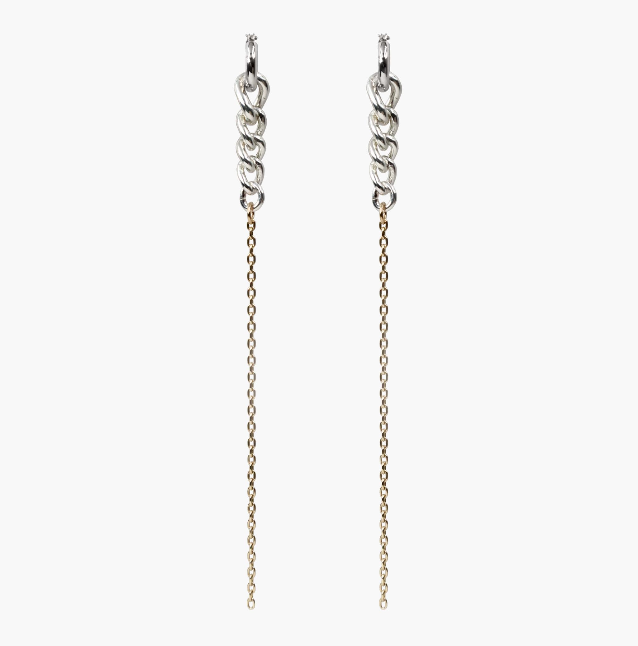 Modelo chain earrings L/silver K10 pink gold